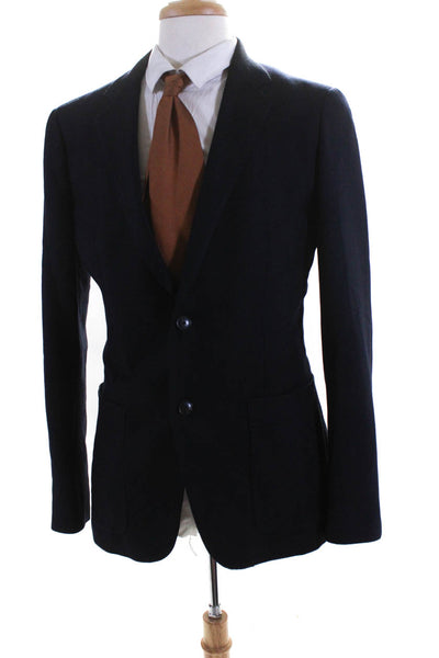 Theory Mens Navy Blue Wool Two Button Long Sleeve Blazer Jacket Size 40L