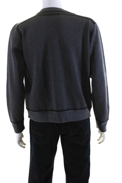Etro Mens Gray Wool V-Neck Long Sleeve Pullover Sweater Top Size XL