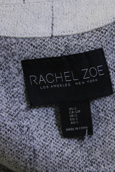 Rachel Zoe Womens Two Button pinstriped Knit Jacket White Gray Wool Size Small