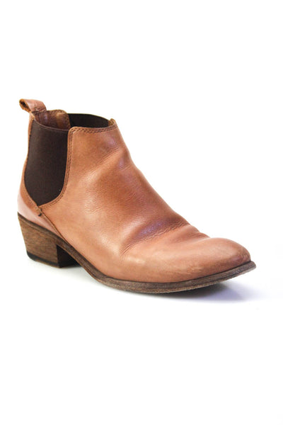 Frye Womens Slip On Block Heel Ankle Booties Brown Leather Size 8.5