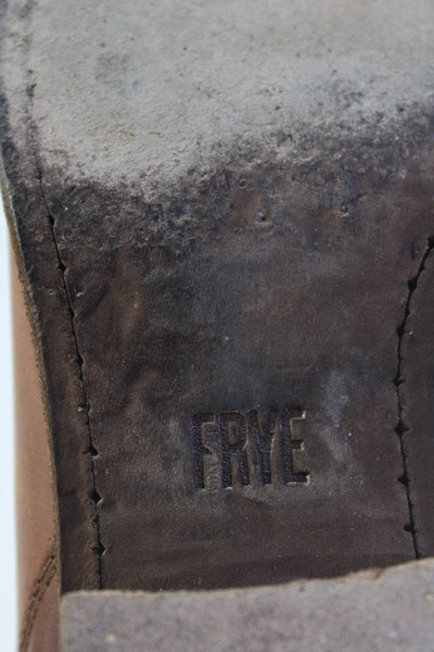 Frye Womens Slip On Block Heel Ankle Booties Brown Leather Size 8.5