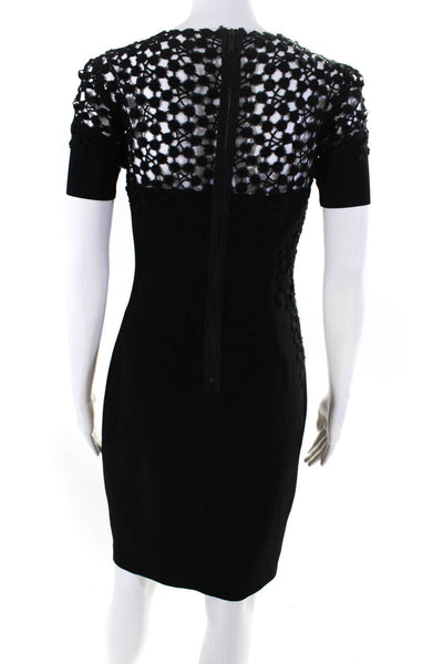 Elie Tahari Womens Textured Back Zipped Darted Midi Sheath Dress Black Size 2