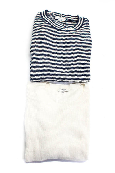 Madewell Womens Striped Round Neck Long Sleeve Sweaters Blue Cream Size XS Lot 2