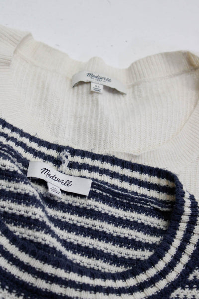 Madewell Womens Striped Round Neck Long Sleeve Sweaters Blue Cream Size XS Lot 2