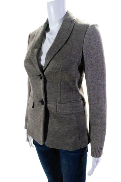 Peserico Womens Two Button Pointed Lapel Knit Blazer Jacket Brown Size IT 38