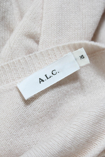 ALC Womens Cutout Round Neck Long Sleeved Thin Knit Sweater Light Pink Size XS