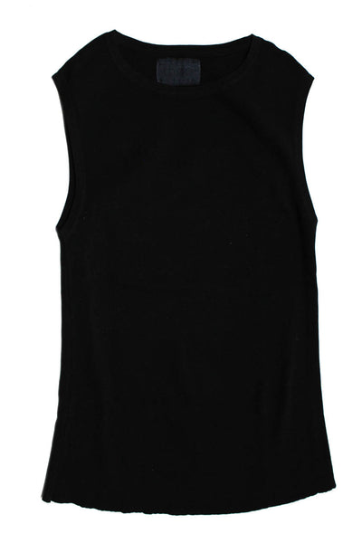 Thea Womens Sleeveless Round Neck Slim Fit Tank Tops White Black Size 1 Lot 2