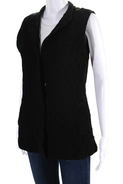 Ghost Womens Sleeveless Buttoned  Round Neck Quilted Slim Vest Black Size S