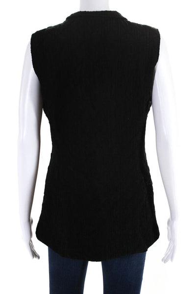 Ghost Womens Sleeveless Buttoned  Round Neck Quilted Slim Vest Black Size S