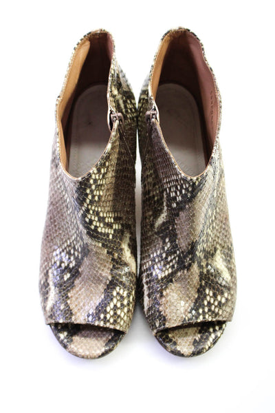 Maison Margiela Womens Snakeskin Printed Open Toe High Heels Brown Size 7.5