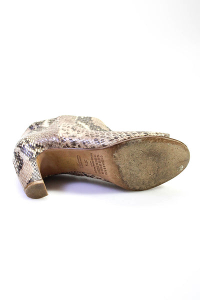 Maison Margiela Womens Snakeskin Printed Open Toe High Heels Brown Size 7.5