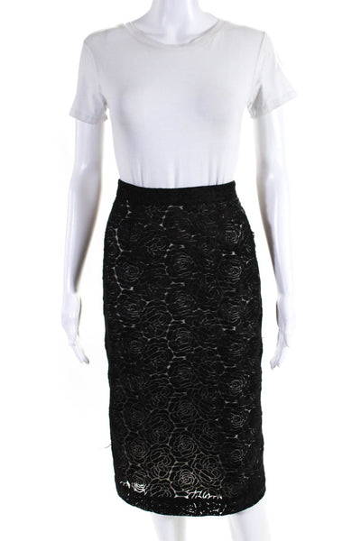 ALC Women's Lined Rose Lace Knee Length Pencil Skirt Black Size 4