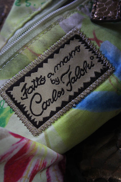 Fatto a Mano By Carlos Falchi Women's Faux Leather Snakeskin Print Tote Size L