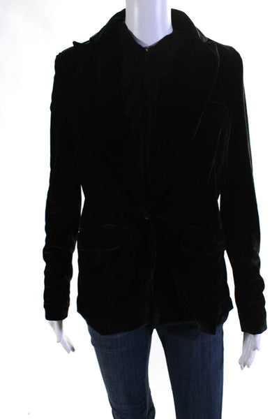 Central Park West Womens Zipped Buttoned Hooded Blazer Jacket Black Size S