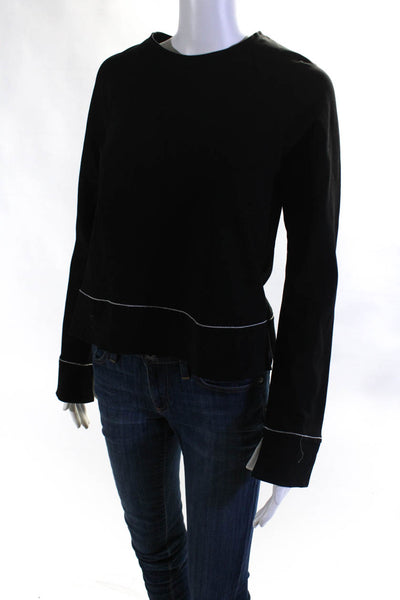 Theory Womens Long Sleeves Pullover Sweatshirt Black Size Small