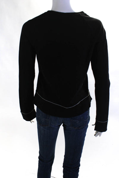 Theory Womens Long Sleeves Pullover Sweatshirt Black Size Small