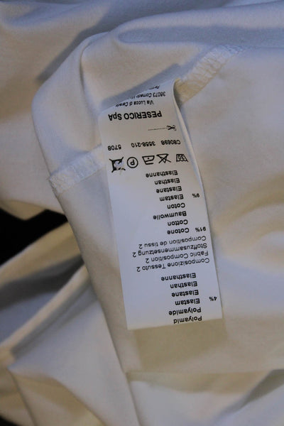 Peserico Womens Beaded Grosgrain Stripe Sleeveless Shirt Blouse White Size IT 38