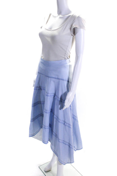 Peserico Womens Beaded Tiered Sateen A Line Midi Skirt Light Blue Size IT 40