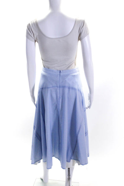 Peserico Womens Beaded Tiered Sateen A Line Midi Skirt Light Blue Size IT 40