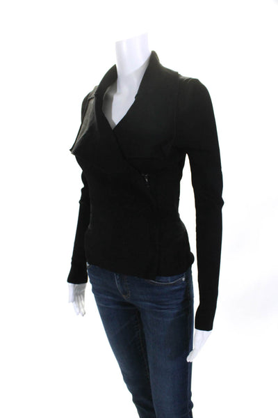 Kookai Womens Front Zip Ribbed Trim Stretch Knit Light Jacket Black Size 1