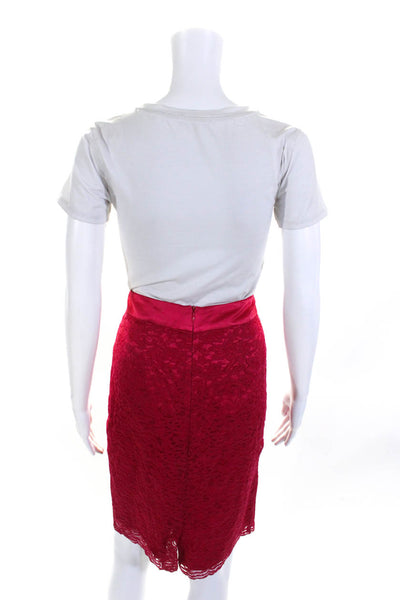 Review Womens Back Zip Knee Length Lace Overlay Pencil Skirt Pink Size 10