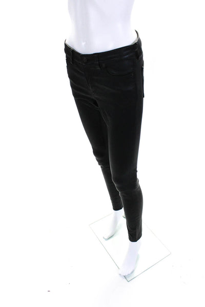 Ralph Lauren Blue Label Black Womens High Rise Leather Skinny Jeans Black Size 4