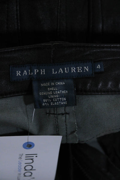 Ralph Lauren Blue Label Black Womens High Rise Leather Skinny Jeans Black Size 4