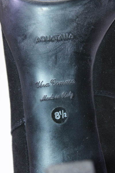 Aquatalia Womens Side Zip Block Heel Round Toe Booties Black Suede Size 8.5