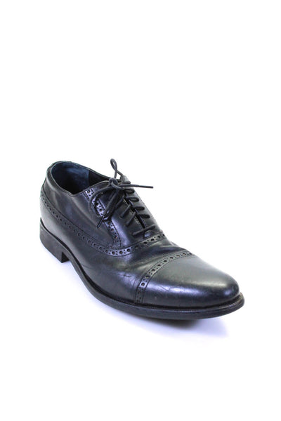 Cole Haan Mens Leather Waterproof Lace Up Cap Toe Brogue Oxfords Black Size 12