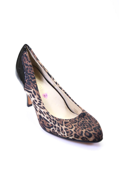 Taryn Rose Womens Leopard Print Patent Leather Trim Pumps Brown Black Size 8.5M