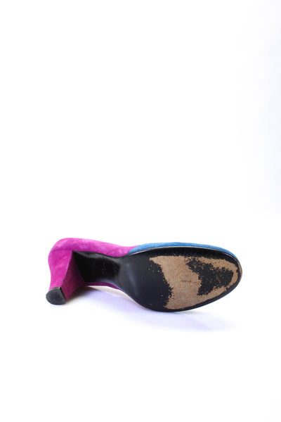 Marc Jacobs Womens Slip On Block Heel Pumps Pink Blue Suede Size 39