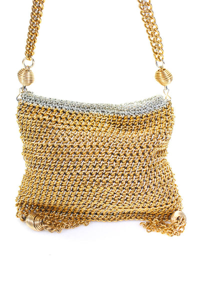 Milton Bodner Women's Chain Strap Tassel Square Shoulder Bag Gold Size S
