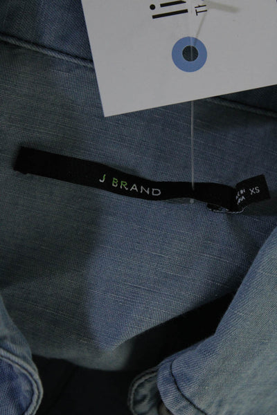 J Brand Womens Button Front Long Sleeve Chambray Shirt Dress Blue Size XS