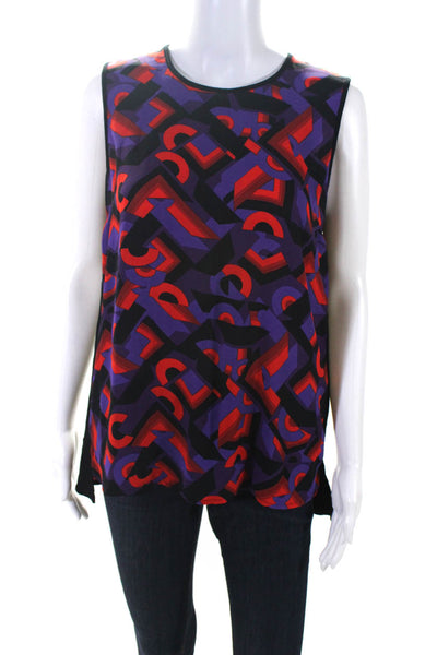 Vince Camuto Womens Crew Neck Abstract Top Black Purple Red Size Small