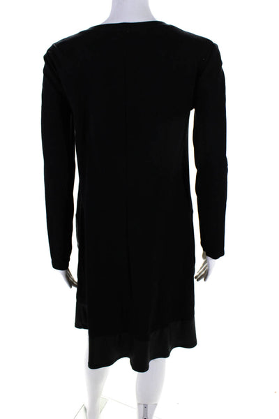 BCBG Max Azria Womens Patchwork Long Sleeve Pullover A-Line Dress Black Size 2XS