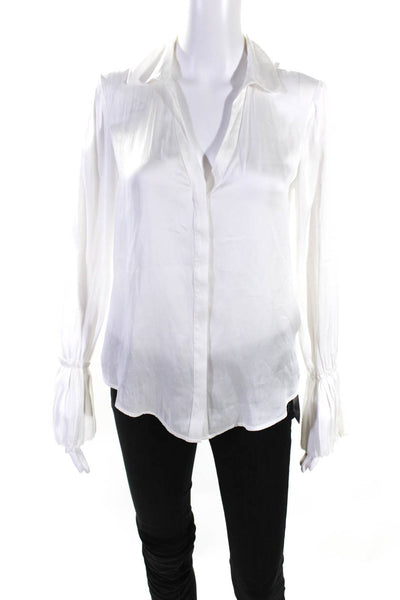 Paige Black Label Womens Long Sleeve Button Down Shirt White Size Extra Small