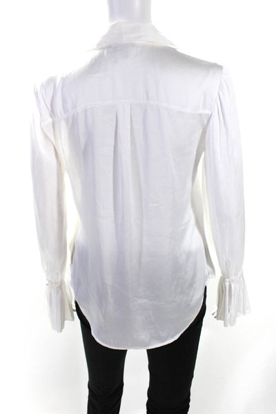 Paige Black Label Womens Long Sleeve Button Down Shirt White Size Extra Small
