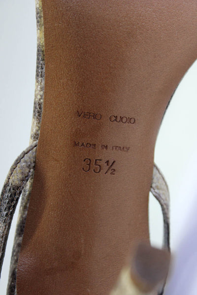 Enrico Antinori Women's Snakeskin Print Peep Toe Slingback Heels Brown Size 5.5