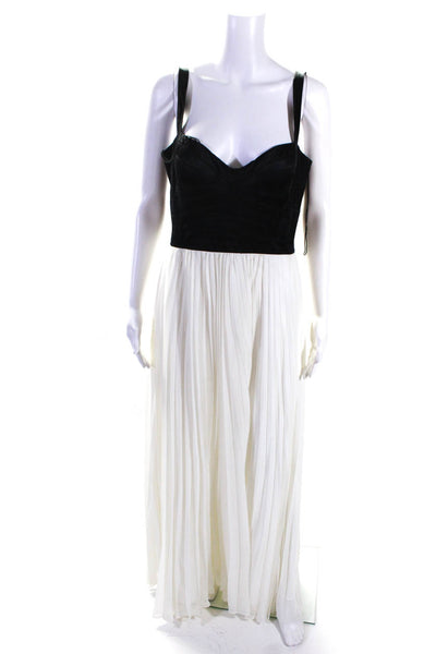 Aidan Aidan Mattox Women's Silk Pleated Lace Bustier Maxi Dress White Size 10