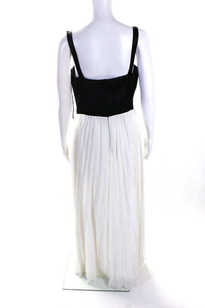 Aidan Aidan Mattox Women's Silk Pleated Lace Bustier Maxi Dress White Size 10