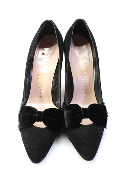 Dominic Romano Women's Suede Bow Pointed Pumps Black Size 8