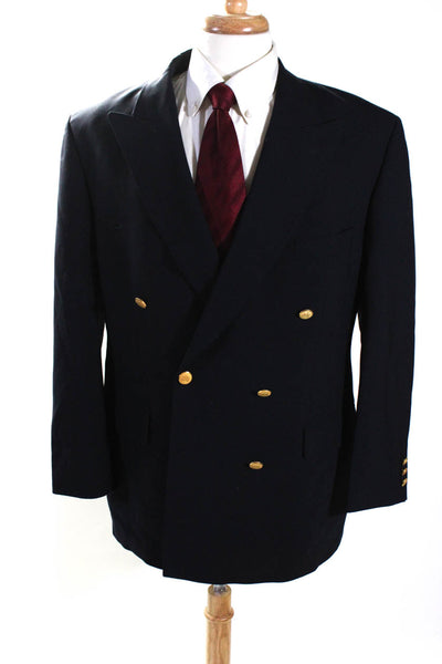 Brooks Men's Wool One Button Notched Collar Blazer Jacket Blue Size 43