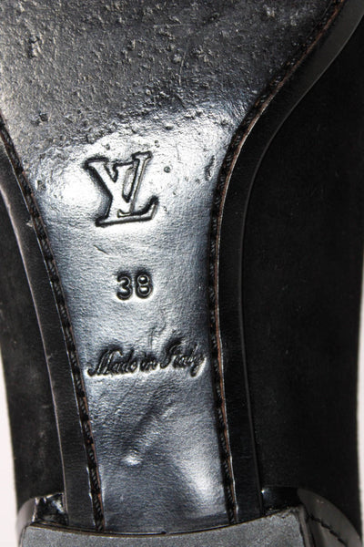 Louis Vuitton Womens Suede Slide On Casual Loafers Black Size 38 8