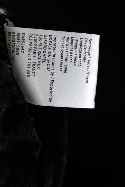 Gerard Darel Womens Houndstooth Print Short Shirt Jacket Black White Size 36