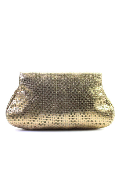 Lauren Merkin Women's Leather Perforated Magnet Envelope Clutch Gold Size S