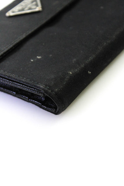 Prada Women's Snap Closure Square Bi-Fold Wallet Black