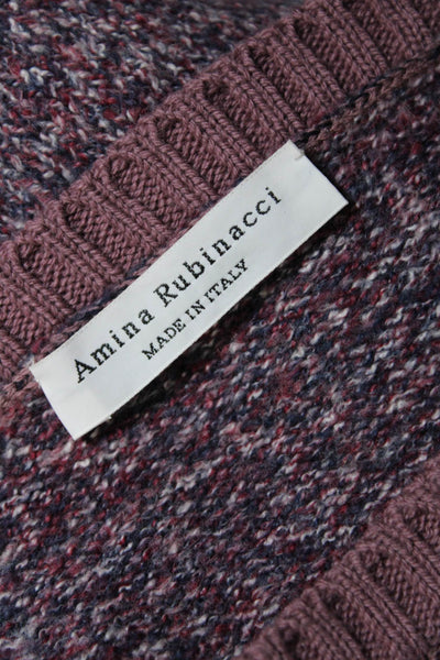 Amina Rubinacci Womens Side Zip Ribbed Trim Round Neck Sweater Purple Size IT 40