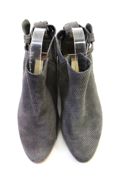 Dolce Vita Womens Suede Perforated Cut Out Ankle Boots Gray Size 8