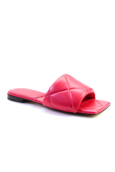 Bottega Veneta Womens Leather Slide On Lido Sandals Pink Size 35.5 5.5
