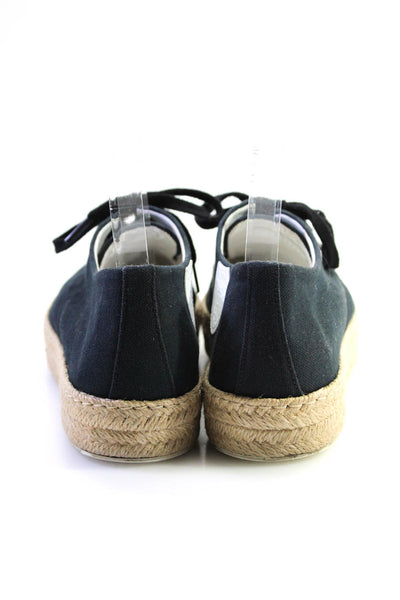 Hermes Womens Low Top Lace Up Espadrille Sneakers Black Size 9.5